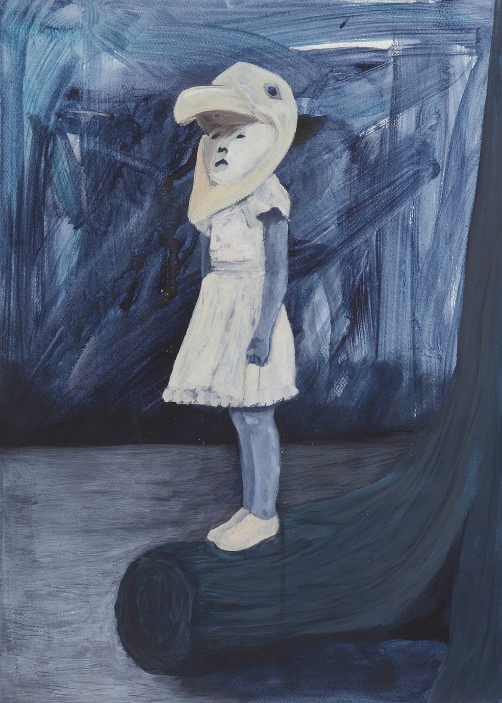 peinture marie pierre brunel fillette, masque, bois