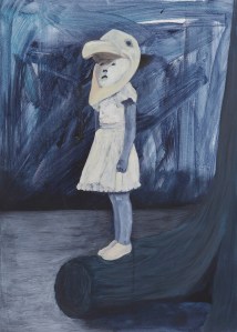 peinture marie pierre brunel fillette, masque, bois